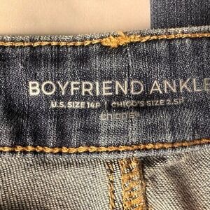 Chico's Women's Petite 14P‎ Blue Stretch Denim Boyfriend Ankle 5-Pkt